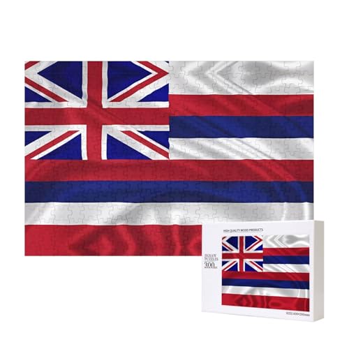 Poezjzw Klassisches Puzzle mit Flagge von Hawaii, 300 Teile, Holzpuzzle, moderne Wohnkultur, intellektuelles Spiel, 40 x 28 cm von POEZJZW