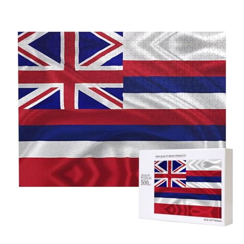 Poezjzw Klassisches Puzzle mit Flagge von Hawaii, 500 Teile, Holzpuzzle, moderne Wohnkultur, intellektuelles Spiel, 52 x 38 cm Poezjzw Klassisches Puzzle mit Flagge von Hawaii, 500 Teile, Holzpuzzle, moderne Wohnkultur, intellektuelles Spiel, 52 x 38 cm von POEZJZW