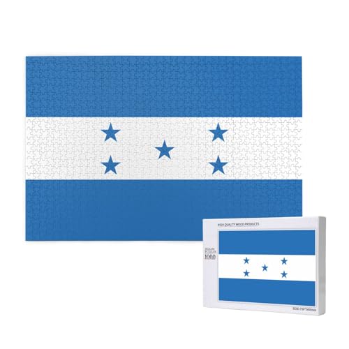 Poezjzw Klassisches Puzzle mit Flagge von Honduras, 1000 Teile, Holzpuzzle, moderne Heimdekoration, intellektuelles Spiel, 75 x 50 cm Poezjzw Klassisches Puzzle mit Flagge von Honduras, 1000 Teile, Holzpuzzle, moderne Heimdekoration, intellektuelles Spiel, 75 x 50 cm von POEZJZW