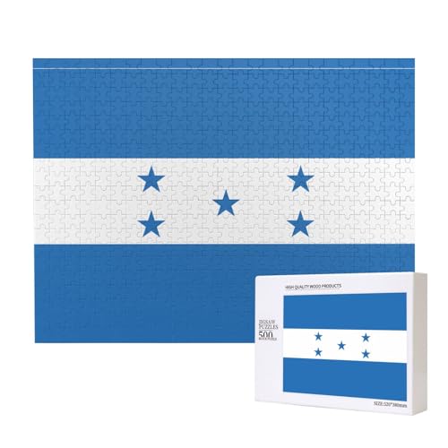 Poezjzw Klassisches Puzzle mit Flagge von Honduras, 500 Teile, Holzpuzzle, moderne Wohnkultur, intellektuelles Spiel, 52 x 38 cm Poezjzw Klassisches Puzzle mit Flagge von Honduras, 500 Teile, Holzpuzzle, moderne Wohnkultur, intellektuelles Spiel, 52 x 38 cm von POEZJZW