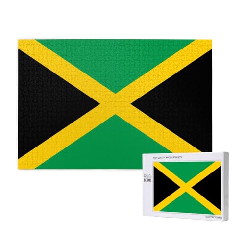 Poezjzw Klassisches Puzzle mit Flagge von Jamaika, 1000 Teile, Holzpuzzle, moderne Heimdekoration, intellektuelles Spiel, 75 x 50 cm Poezjzw Klassisches Puzzle mit Flagge von Jamaika, 1000 Teile, Holzpuzzle, moderne Heimdekoration, intellektuelles Spiel, 75 x 50 cm von POEZJZW