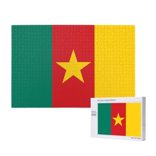 Poezjzw Klassisches Puzzle mit Flagge von Kamerun, 1000 Teile, Holzpuzzle, moderne Heimdekoration, intellektuelles Spiel, 75 x 50 cm Poezjzw Klassisches Puzzle mit Flagge von Kamerun, 1000 Teile, Holzpuzzle, moderne Heimdekoration, intellektuelles Spiel, 75 x 50 cm von POEZJZW