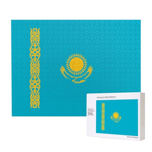 Poezjzw Klassisches Puzzle mit Flagge von Kasachstan, 500 Teile, Holzpuzzle, moderne Wohnkultur, intellektuelles Spiel, 52 x 38 cm Poezjzw Klassisches Puzzle mit Flagge von Kasachstan, 500 Teile, Holzpuzzle, moderne Wohnkultur, intellektuelles Spiel, 52 x 38 cm von POEZJZW