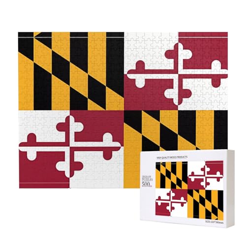 Poezjzw Klassisches Puzzle mit Flagge von Maryland, 500 Teile, Holzpuzzle, moderne Wohnkultur, intellektuelles Spiel, 52 x 38 cm Poezjzw Klassisches Puzzle mit Flagge von Maryland, 500 Teile, Holzpuzzle, moderne Wohnkultur, intellektuelles Spiel, 52 x 38 cm von POEZJZW