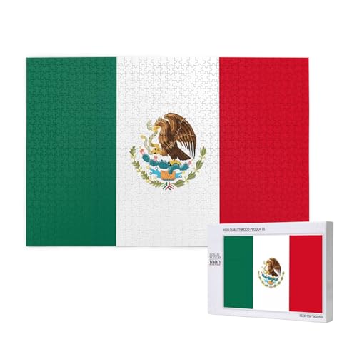 Poezjzw Klassisches Puzzle mit Flagge von Mexiko, 1000 Teile, Holzpuzzle, moderne Heimdekoration, intellektuelles Spiel, 75 x 50 cm Poezjzw Klassisches Puzzle mit Flagge von Mexiko, 1000 Teile, Holzpuzzle, moderne Heimdekoration, intellektuelles Spiel, 75 x 50 cm von POEZJZW