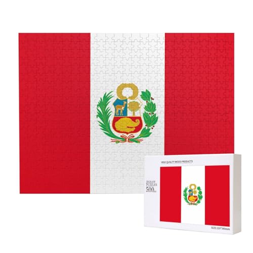 Poezjzw Klassisches Puzzle mit Flagge von Peru, 500 Teile, Holzpuzzle, moderne Wohnkultur, intellektuelles Spiel, 52 x 38 cm Poezjzw Klassisches Puzzle mit Flagge von Peru, 500 Teile, Holzpuzzle, moderne Wohnkultur, intellektuelles Spiel, 52 x 38 cm von POEZJZW