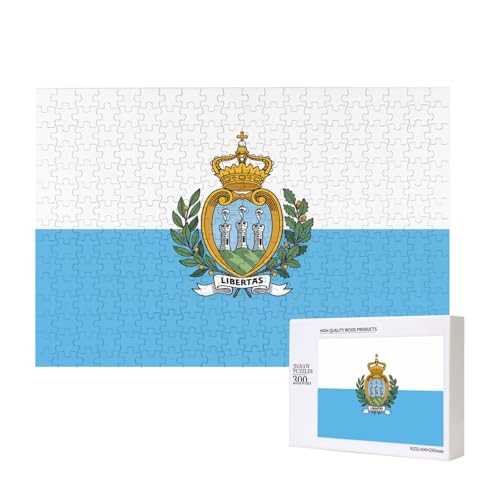 Poezjzw Klassisches Puzzle mit Flagge von San Marino, 300 Teile, Holzpuzzle, moderne Wohnkultur, intellektuelles Spiel, 40 x 28 cm Poezjzw Klassisches Puzzle mit Flagge von San Marino, 300 Teile, Holzpuzzle, moderne Wohnkultur, intellektuelles Spiel, 40 x 28 cm von POEZJZW