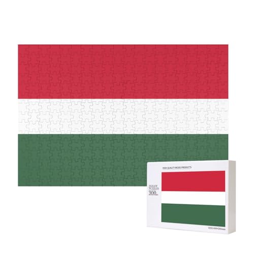 Poezjzw Klassisches Puzzle mit Flagge von Ungarn, 300 Teile, Holzpuzzle, moderne Wohnkultur, intellektuelles Spiel, 40 x 28 cm von POEZJZW
