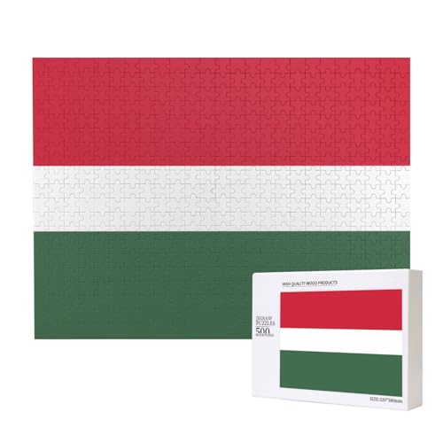 Poezjzw Klassisches Puzzle mit Flagge von Ungarn, 500 Teile, Holzpuzzle, moderne Wohnkultur, intellektuelles Spiel, 52 x 38 cm Poezjzw Klassisches Puzzle mit Flagge von Ungarn, 500 Teile, Holzpuzzle, moderne Wohnkultur, intellektuelles Spiel, 52 x 38 cm von POEZJZW