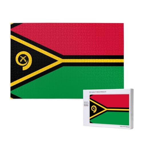 Poezjzw Klassisches Puzzle mit Flagge von Vanuatu, 1000 Teile, Holzpuzzle, moderne Heimdekoration, intellektuelles Spiel, 75 x 50 cm von POEZJZW