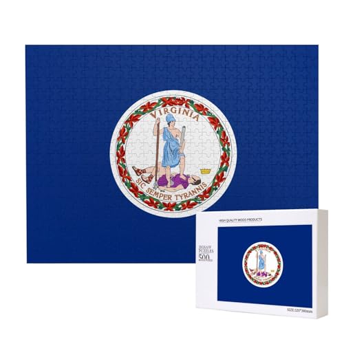 Poezjzw Klassisches Puzzle mit Flagge von Virginia, 500 Teile, Holzpuzzle, moderne Wohnkultur, intellektuelles Spiel, 52 x 38 cm Poezjzw Klassisches Puzzle mit Flagge von Virginia, 500 Teile, Holzpuzzle, moderne Wohnkultur, intellektuelles Spiel, 52 x 38 cm von POEZJZW