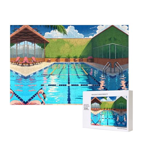Poezjzw Klassisches Puzzle mit Flamingo und Schwimmbad, 300 Teile, Holzpuzzle, moderne Wohnkultur, intellektuelles Spiel, 40 x 28 cm Poezjzw Klassisches Puzzle mit Flamingo und Schwimmbad, 300 Teile, Holzpuzzle, moderne Wohnkultur, intellektuelles Spiel, 40 x 28 cm von POEZJZW