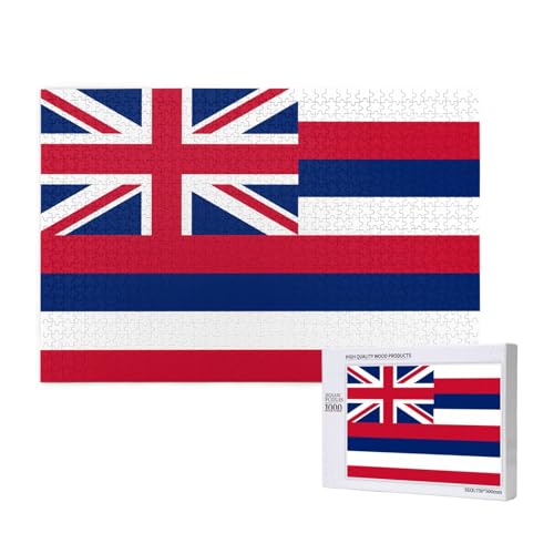 Poezjzw Klassisches Puzzle mit Hawaii-Flagge, 1000 Teile, Holzpuzzle, moderne Heimdekoration, intellektuelles Spiel, 75 x 50 cm von POEZJZW