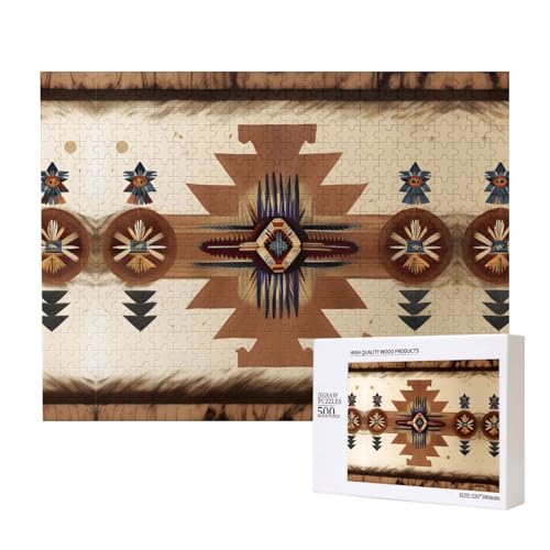 Poezjzw Klassisches Puzzle mit Indianer-Muster, 500 Teile, Holzpuzzle, moderne Wohnkultur, intellektuelles Spiel, 52 x 38 cm Poezjzw Klassisches Puzzle mit Indianer-Muster, 500 Teile, Holzpuzzle, moderne Wohnkultur, intellektuelles Spiel, 52 x 38 cm von POEZJZW