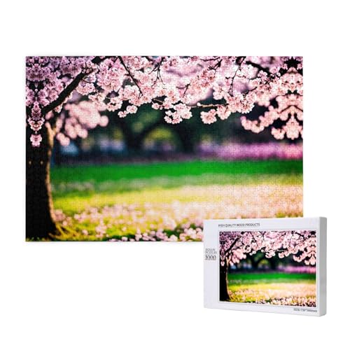 Poezjzw Klassisches Puzzle mit Kirschblütenbaum, 1000 Teile, Holzpuzzle, moderne Heimdekoration, intellektuelles Spiel, 75 x 50 cm von POEZJZW