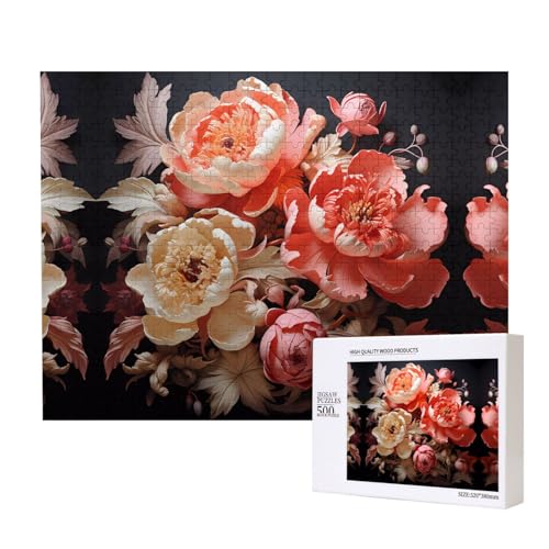 Poezjzw Klassisches Puzzle mit Pfingstrosen für Erwachsene, 500 Teile, Holzpuzzle, moderne Heimdekoration, intellektuelles Spiel, 52 x 38 cm Poezjzw Klassisches Puzzle mit Pfingstrosen für Erwachsene, 500 Teile, Holzpuzzle, moderne Heimdekoration, intellektuelles Spiel, 52 x 38 cm von POEZJZW