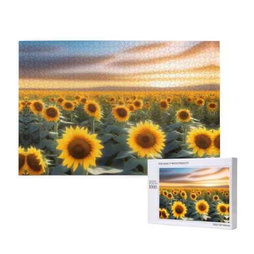 Poezjzw Klassisches Puzzle mit Sonnenblumen, Meer, 1000 Teile, Holzpuzzle, moderne Wohnkultur, intellektuelles Spiel, 75 x 50 cm von POEZJZW