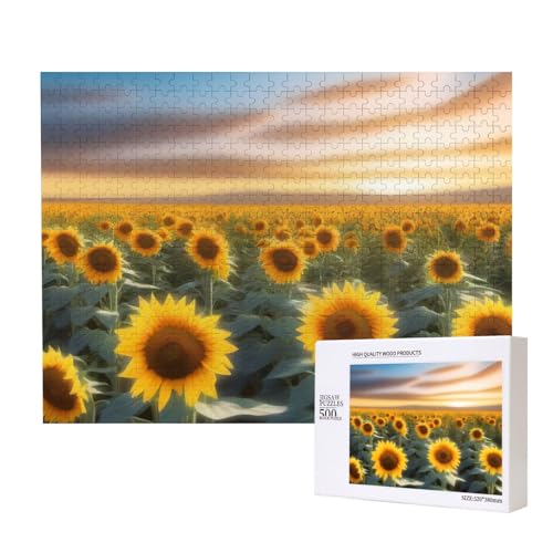 Poezjzw Klassisches Puzzle mit Sonnenblumen-Motiv, 500 Teile, Holzpuzzle, moderne Wohnkultur, intellektuelles Spiel, 52 x 38 cm Poezjzw Klassisches Puzzle mit Sonnenblumen-Motiv, 500 Teile, Holzpuzzle, moderne Wohnkultur, intellektuelles Spiel, 52 x 38 cm von POEZJZW