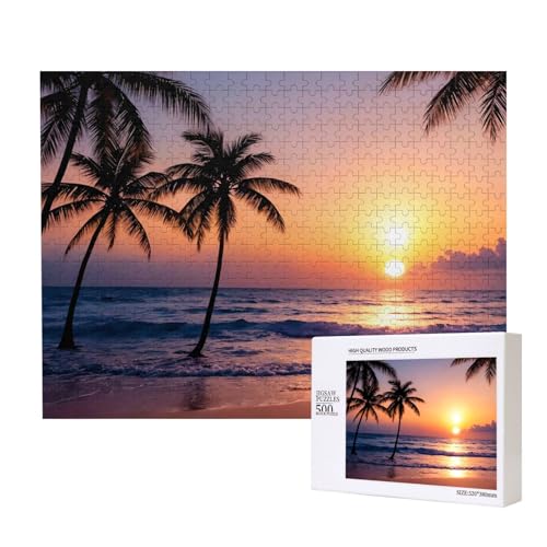 Poezjzw Klassisches Puzzle mit Strandpalme, Sonnenuntergang, 500 Teile, Holzpuzzle, moderne Wohnkultur, intellektuelles Spiel, 52 x 38 cm Poezjzw Klassisches Puzzle mit Strandpalme, Sonnenuntergang, 500 Teile, Holzpuzzle, moderne Wohnkultur, intellektuelles Spiel, 52 x 38 cm von POEZJZW