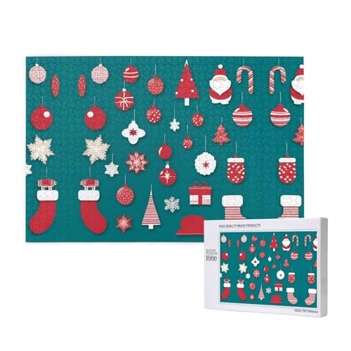 Poezjzw Klassisches Puzzle mit Weihnachtsanhänger, 1000 Teile, Holzpuzzle, moderne Wohnkultur, intellektuelles Spiel, 75 x 50 cm von POEZJZW