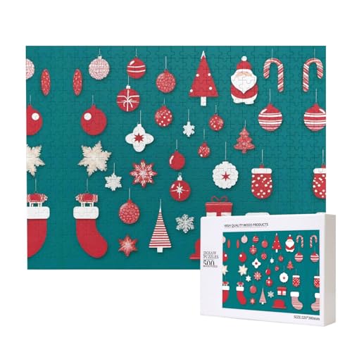 Poezjzw Klassisches Puzzle mit Weihnachtsanhänger, 500 Teile, Holzpuzzle, moderne Wohnkultur, intellektuelles Spiel, 52 x 38 cm Poezjzw Klassisches Puzzle mit Weihnachtsanhänger, 500 Teile, Holzpuzzle, moderne Wohnkultur, intellektuelles Spiel, 52 x 38 cm von POEZJZW