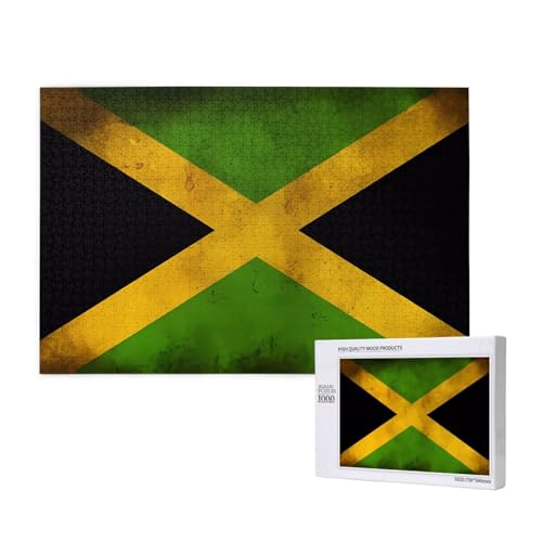Poezjzw Klassisches Puzzle mit alter jamaikanischer Flagge, 1000 Teile, Holzpuzzle, moderne Heimdekoration, intellektuelles Spiel, 75 x 50 cm Poezjzw Klassisches Puzzle mit alter jamaikanischer Flagge, 1000 Teile, Holzpuzzle, moderne Heimdekoration, intellektuelles Spiel, 75 x 50 cm von POEZJZW