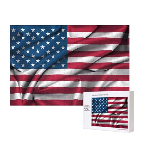 Poezjzw Klassisches Puzzle mit amerikanischer Flagge, 300 Teile, Holzpuzzle, moderne Wohnkultur, intellektuelles Spiel, 40 x 28 cm Poezjzw Klassisches Puzzle mit amerikanischer Flagge, 300 Teile, Holzpuzzle, moderne Wohnkultur, intellektuelles Spiel, 40 x 28 cm von POEZJZW