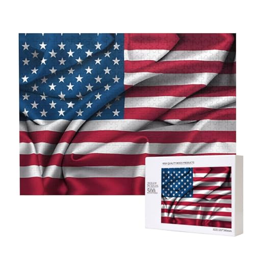 Poezjzw Klassisches Puzzle mit amerikanischer Flagge, 500 Teile, Holzpuzzle, moderne Wohnkultur, intellektuelles Spiel, 52 x 38 cm Poezjzw Klassisches Puzzle mit amerikanischer Flagge, 500 Teile, Holzpuzzle, moderne Wohnkultur, intellektuelles Spiel, 52 x 38 cm von POEZJZW