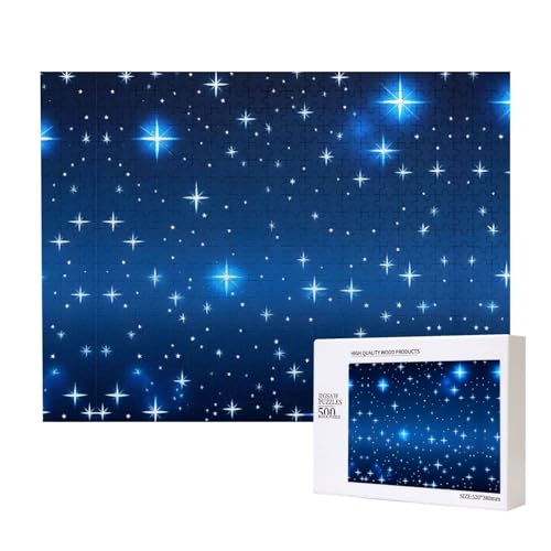 Poezjzw Klassisches Puzzle mit blauem Sternmuster, 500 Teile, Holzpuzzle, moderne Wohnkultur, intellektuelles Spiel, 52 x 38 cm Poezjzw Klassisches Puzzle mit blauem Sternmuster, 500 Teile, Holzpuzzle, moderne Wohnkultur, intellektuelles Spiel, 52 x 38 cm von POEZJZW