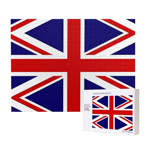 Poezjzw Klassisches Puzzle mit britischer Flagge, 500 Teile, Holzpuzzle, moderne Heimdekoration, intellektuelles Spiel, 52 x 38 cm Poezjzw Klassisches Puzzle mit britischer Flagge, 500 Teile, Holzpuzzle, moderne Heimdekoration, intellektuelles Spiel, 52 x 38 cm von POEZJZW