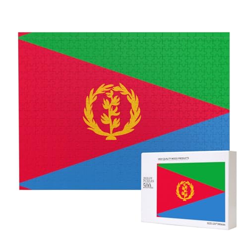 Poezjzw Klassisches Puzzle mit eritreischer Flagge, 500 Teile, Holzpuzzle, moderne Wohnkultur, intellektuelles Spiel, 52 x 38 cm Poezjzw Klassisches Puzzle mit eritreischer Flagge, 500 Teile, Holzpuzzle, moderne Wohnkultur, intellektuelles Spiel, 52 x 38 cm von POEZJZW