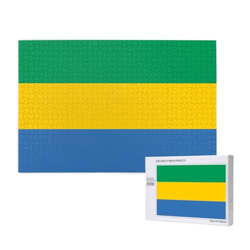 Poezjzw Klassisches Puzzle mit gabunischer Flagge, 1000 Teile, Holzpuzzle, moderne Heimdekoration, intellektuelles Spiel, 75 x 50 cm von POEZJZW