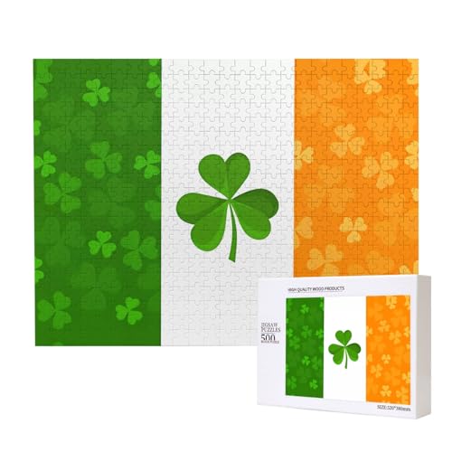 Poezjzw Klassisches Puzzle mit irischer Flagge, 500 Teile, Holzpuzzle, moderne Wohnkultur, intellektuelles Spiel, 52 x 38 cm Poezjzw Klassisches Puzzle mit irischer Flagge, 500 Teile, Holzpuzzle, moderne Wohnkultur, intellektuelles Spiel, 52 x 38 cm von POEZJZW