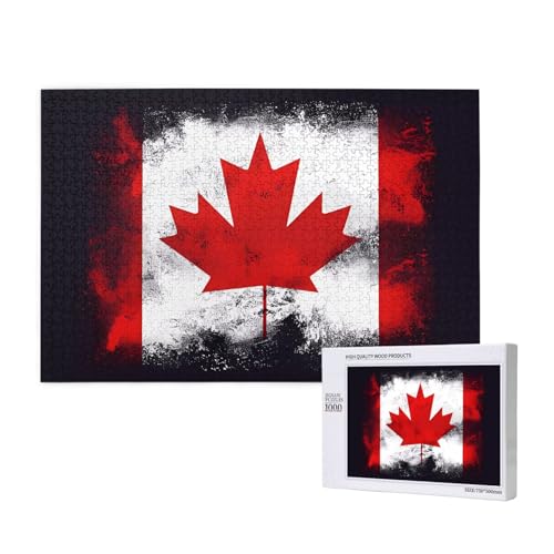 Poezjzw Klassisches Puzzle mit kanadischer Flagge, 1000 Teile, Holzpuzzle, moderne Heimdekoration, intellektuelles Spiel, 75 x 50 cm Poezjzw Klassisches Puzzle mit kanadischer Flagge, 1000 Teile, Holzpuzzle, moderne Heimdekoration, intellektuelles Spiel, 75 x 50 cm von POEZJZW