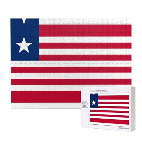 Poezjzw Klassisches Puzzle mit liberianischer Flagge, 500 Teile, Holzpuzzle, moderne Wohnkultur, intellektuelles Spiel, 52 x 38 cm Poezjzw Klassisches Puzzle mit liberianischer Flagge, 500 Teile, Holzpuzzle, moderne Wohnkultur, intellektuelles Spiel, 52 x 38 cm von POEZJZW
