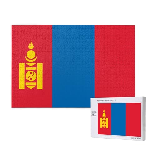 Poezjzw Klassisches Puzzle mit mongolischer Flagge, 1000 Teile, Holzpuzzle, moderne Heimdekoration, intellektuelles Spiel, 75 x 50 cm von POEZJZW
