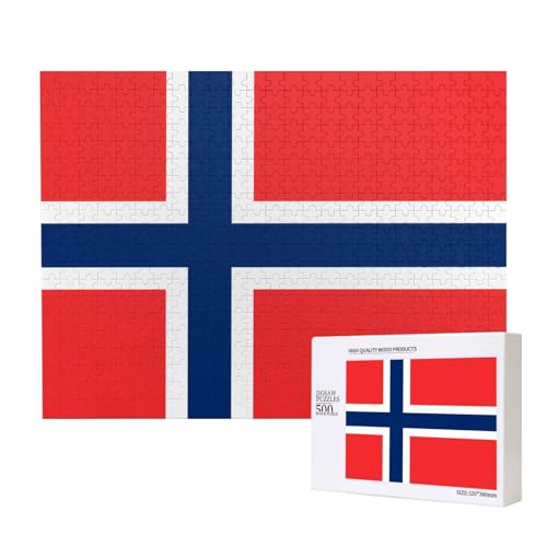Poezjzw Klassisches Puzzle mit norwegischer Flagge, 500 Teile, Holzpuzzle, moderne Wohnkultur, intellektuelles Spiel, 52 x 38 cm Poezjzw Klassisches Puzzle mit norwegischer Flagge, 500 Teile, Holzpuzzle, moderne Wohnkultur, intellektuelles Spiel, 52 x 38 cm von POEZJZW