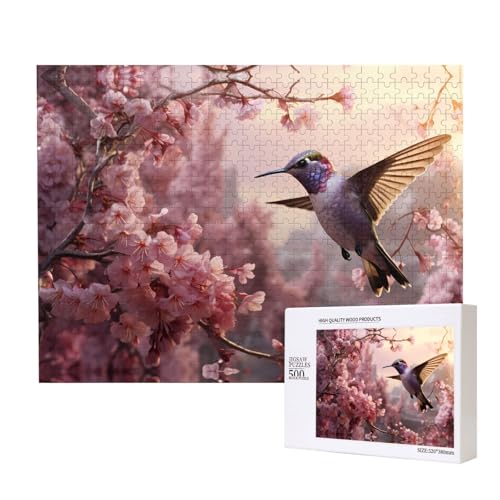 Poezjzw Kolibri-Blumen-Puzzles für Erwachsene, 500 Teile, Holzpuzzle für Familie, Freunde, Heimdekoration, Wandkunst, 50 x 38 cm Poezjzw Kolibri-Blumen-Puzzles für Erwachsene, 500 Teile, Holzpuzzle für Familie, Freunde, Heimdekoration, Wandkunst, 50 x 38 cm von POEZJZW