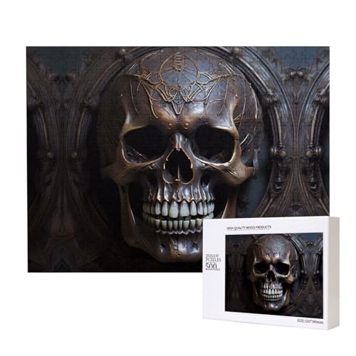 Poezjzw Kupferfarbenes Totenkopf-Puzzle für Erwachsene, klassisches Puzzle, 500 Teile, Holzpuzzle, moderne Wohnkultur, intellektuelles Spiel, 52 x 38 cm Poezjzw Kupferfarbenes Totenkopf-Puzzle für Erwachsene, klassisches Puzzle, 500 Teile, Holzpuzzle, moderne Wohnkultur, intellektuelles Spiel, 52 x 38 cm von POEZJZW
