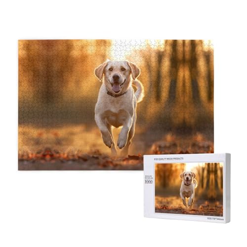 Poezjzw Labrador-Puzzles für Erwachsene, 1000 Teile, Holzpuzzle für Familie, Freunde, Heimdekoration, Wandkunst, 75 x 50 cm von POEZJZW