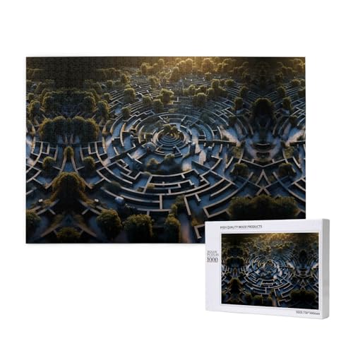 Poezjzw Labyrinth-Puzzles für Erwachsene, 1000 Teile, Holzpuzzle für Familie, Freunde, Heimdekoration, Wandkunst, 75 x 50 cm von POEZJZW
