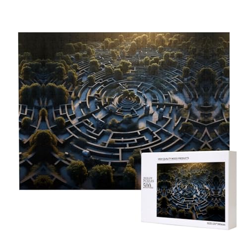 Poezjzw Labyrinth-Puzzles für Erwachsene, 500 Teile, Holzpuzzle für Familie, Freunde, Heimdekoration, Wandkunst, 50 x 38 cm von POEZJZW
