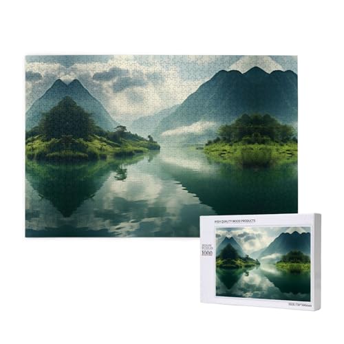 Poezjzw Landschafts-Puzzles für Erwachsene, 1000 Teile, Holzpuzzle für Familie, Freunde, Heimdekoration, Wandkunst, 75 x 50 cm von POEZJZW