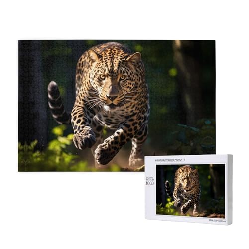 Poezjzw Leoparden-Puzzles für Erwachsene, 1000 Teile, Holzpuzzle für Familie, Freunde, Heimdekoration, Wandkunst, 75 x 50 cm von POEZJZW