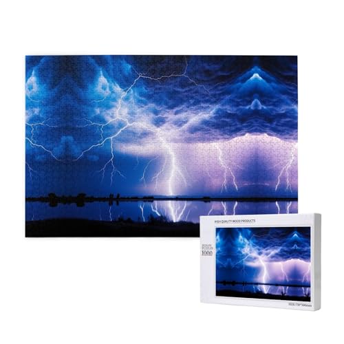 Poezjzw Lichtpuzzles für Erwachsene, 1000 Teile, Holzpuzzle für Familie, Freunde, Heimdekoration, Wandkunst, 75 x 50 cm von POEZJZW