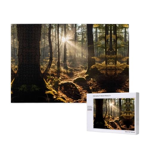 Poezjzw Lichtstrahl-Puzzles für Erwachsene, 1000 Teile, Holzpuzzle für Familie, Freunde, Heimdekoration, Wandkunst, 75 x 50 cm von POEZJZW