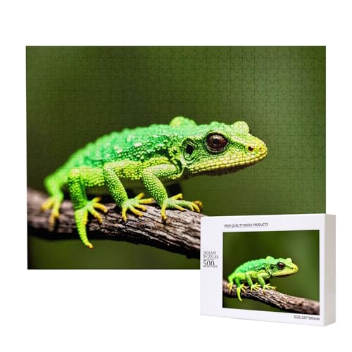 Poezjzw Little Green Lizard Klassisches Puzzle für Erwachsene, 500 Teile, Holzpuzzle, moderne Wohnkultur, intellektuelles Spiel, 52 x 38 cm von POEZJZW