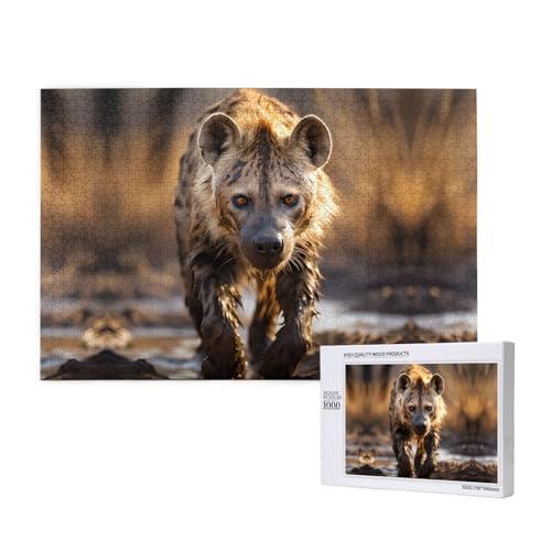 Poezjzw Lone Hyena Klassisches Puzzle für Erwachsene, 1000 Teile, Holzpuzzle, moderne Heimdekoration, intellektuelles Spiel, 75 x 50 cm Poezjzw Lone Hyena Klassisches Puzzle für Erwachsene, 1000 Teile, Holzpuzzle, moderne Heimdekoration, intellektuelles Spiel, 75 x 50 cm von POEZJZW