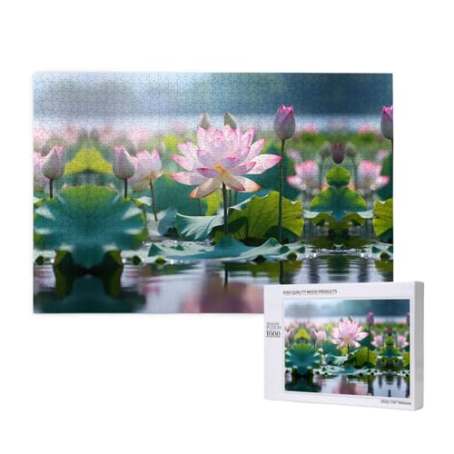 Poezjzw Lotus Puzzles für Erwachsene, 1000 Teile, Holzpuzzle für Familie, Freunde, Heimdekoration, Wandkunst, 75 x 50 cm von POEZJZW