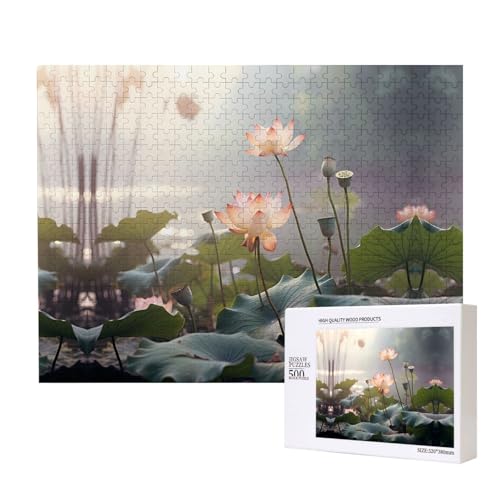 Poezjzw Lotusblumen-Puzzles für Erwachsene, 500 Teile, Holzpuzzle für Familie, Freunde, Heimdekoration, Wandkunst, 50 x 38 cm Poezjzw Lotusblumen-Puzzles für Erwachsene, 500 Teile, Holzpuzzle für Familie, Freunde, Heimdekoration, Wandkunst, 50 x 38 cm von POEZJZW